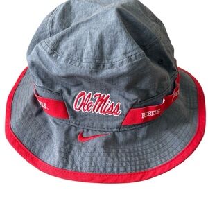 Nike Gray and Red Ole Miss Adjustable Bucket Hat
